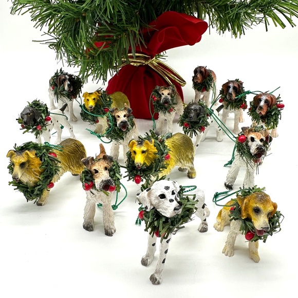 Lot of 15 Dog Christmas Tree Ornaments Various Dog Breeds - Picture 1 of 16